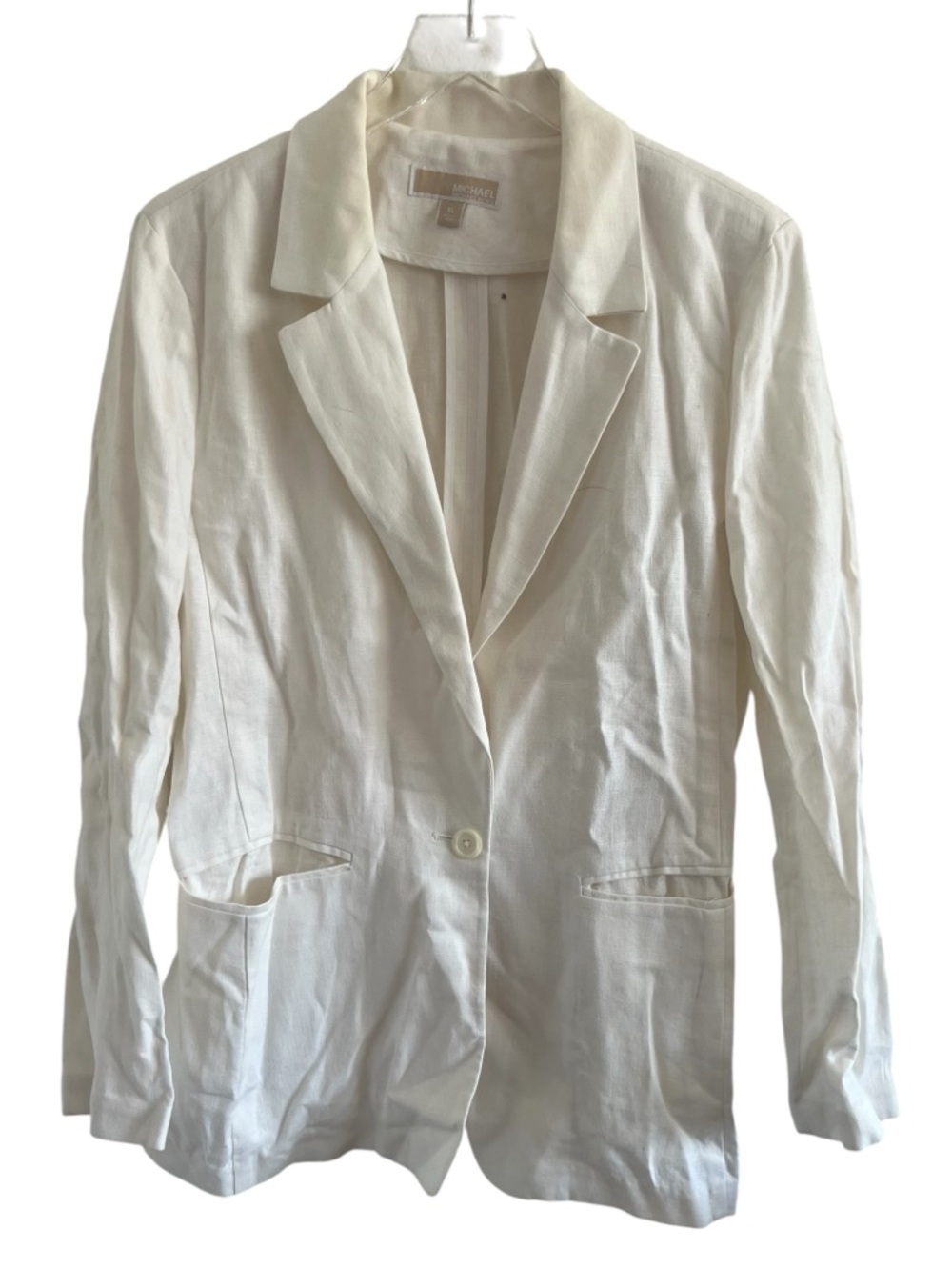 Michael Michael Kors Cream Single-Button Linen Blazer Jacket